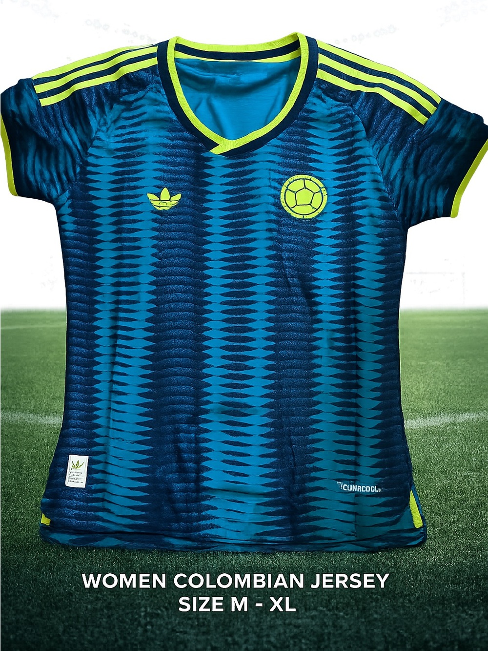 adidas Women’s Colombia Soccer Jersey - Blue & Neon Yellow